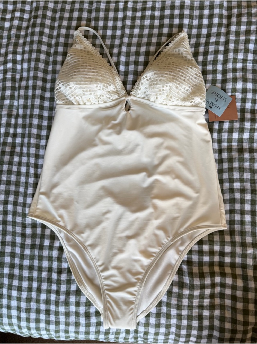 Cream Lace-Trim One-Piece Bodysuit